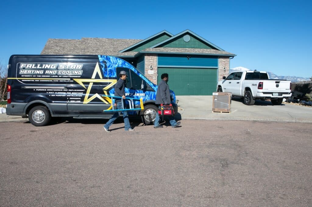 HVAC service professional arriving to complete maintenance