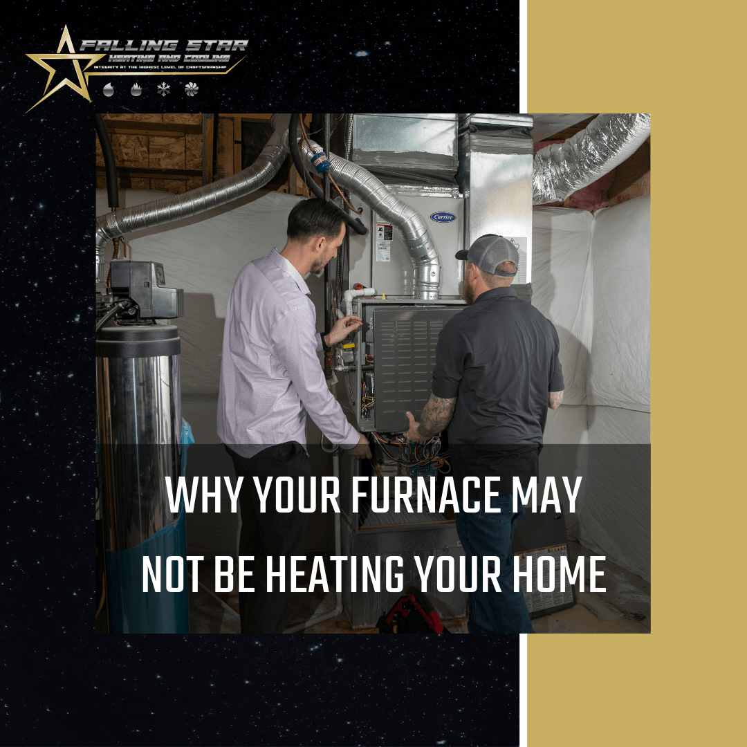 HVAC technician looking at a furnace with customer